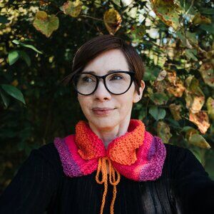 Rainbow Colorblock Hand Knit Capelet Cowl